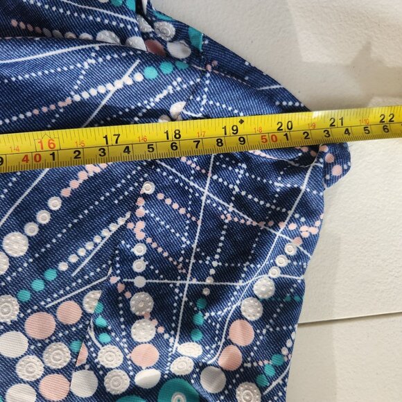 Shoreline Blue Sleeveless Dress 1X-2X Abstract Dot Pattern Knee Length Lightweig - Picture 12 of 15